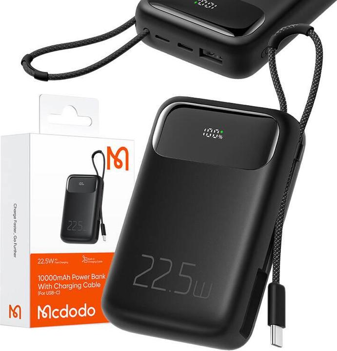 Actual product image Mcdodo Power Bank MC-3243 10000mAh, 22.5W to C (black) (10000 mAh, 22.50 W, 37 Wh)