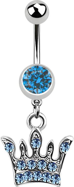 Image du produit Star Piercing Banane argent avec pendentif couronne bleu clair (sans laiton, Acier chirurgical 316L)
