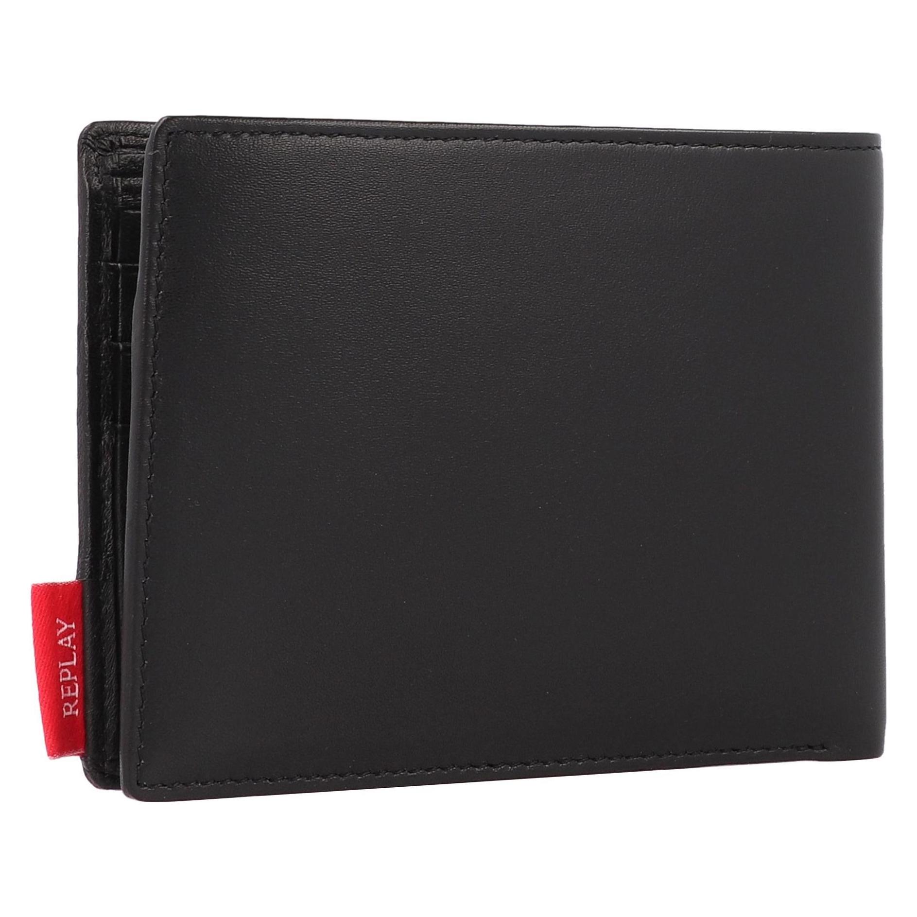 Replay, Herren, Portemonnaie, Geldbörse Rfid Schutz Leder 13 Cm, Schwarz