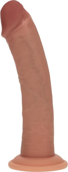 Produktbild RealRock Dual Density Silicone Curved Realistic Vibrating Dildo with Suction Cup - 8 / 20,3 cm - Tan