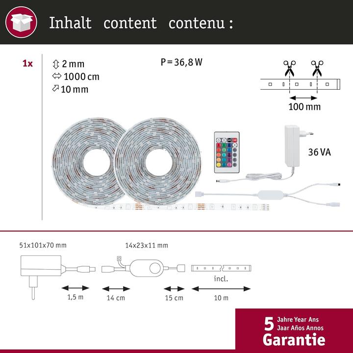 Image du produit Paulmann SimpLED LED Stripe Set (RGB, 1000 cm, Intérieur)