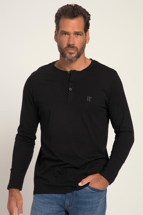 Actual product image JP1880 Henley, Basic, Top, Long-sleeve, Button placket, Up to 8XL (XXL)