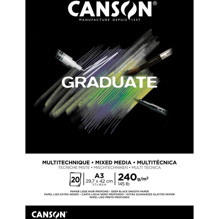 Produktbild Canson Studienblock GRADUATE MIXED MEDIA, schwarz, DIN A3 (A3, Blanko)