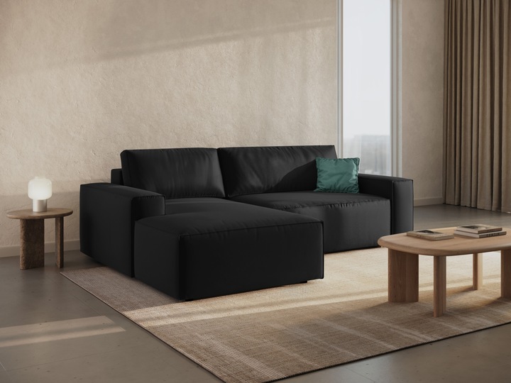 Actual product image Micadoni Velvet Left Corner Sofa With Bed Function And Box, "Jodie", 3 Seats, 246x151x86 Made in Europe (Corner sofa)