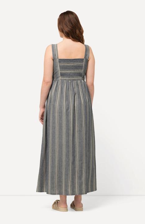 Produktbild Ulla Popken Maxikleid, Streifen, Carree-Ausschnitt, ärmellos, Leinenmix (58)