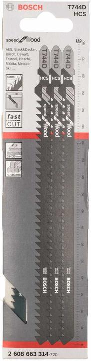 Produktbild Bosch Professional Zubehör Stichsägeblatt T 744 D Speed for Wood, 3er-Pack