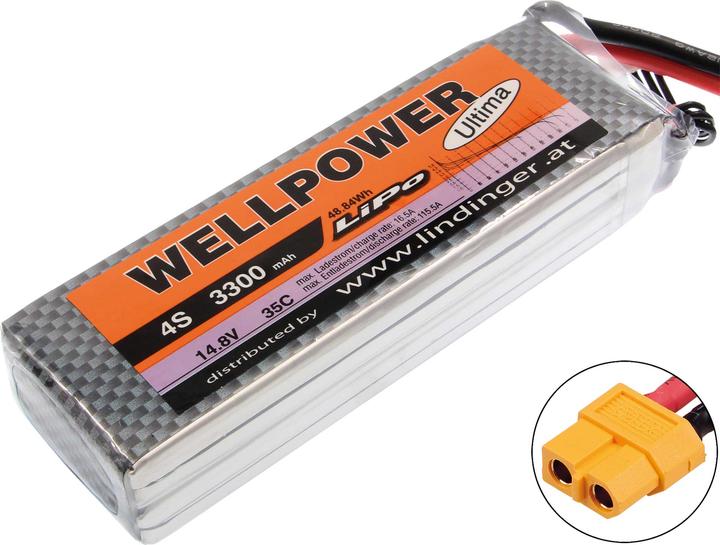 Produktbild Wellpower LIPO AKKU ULTIMA 3300 MAH / 14,8 VOLT 4S 35/70C CH5/8 XT-60 (14.80 V, 3300 mAh)