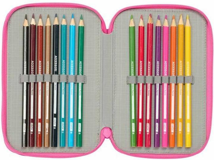 Actual product image Kuromi Dreifaches Federmäppchen Schwarz Pink 12,5 X 19,5 X 5,5 Cm 37 Stücke