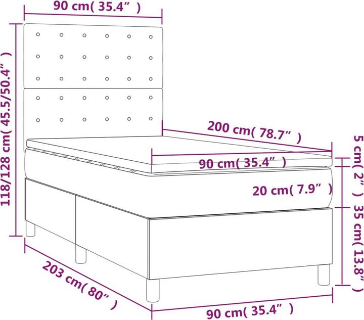 Produktbild vidaXL Boxspringbett (90 x 200 cm)