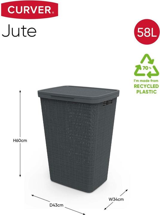 Productafbeelding Curver Wasmand JUTE 58L Donkergrijs (58 l)