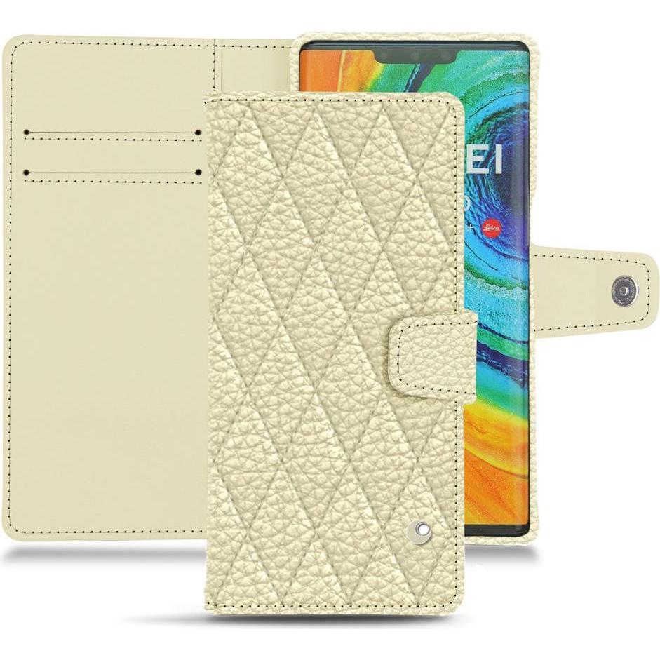 Noreve Lederschutzhülle Wallet (Huawei Mate 30 Pro), Smartphone Hülle, Weiss