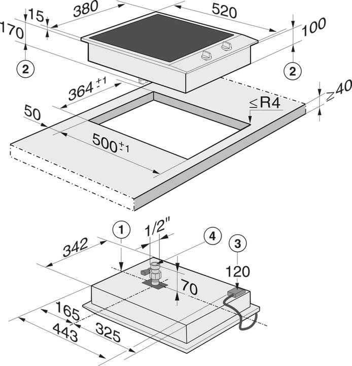 Produktbild Miele CS1322BG (38 cm, Grill Kochfeld)