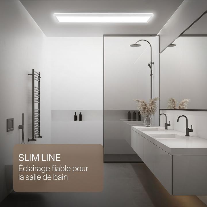 Actual product image B.K.Licht SHALLOW ultraflaches LED Panel, 4000K, IP44, weiss, 980x200 (4800 lm)