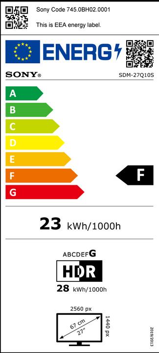 Energie-Label Sony Inzone M10S (2560 x 1440 Pixel, 27")