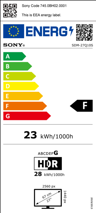 Energie-Label Sony Inzone M10S (2560 x 1440 Pixel, 27")