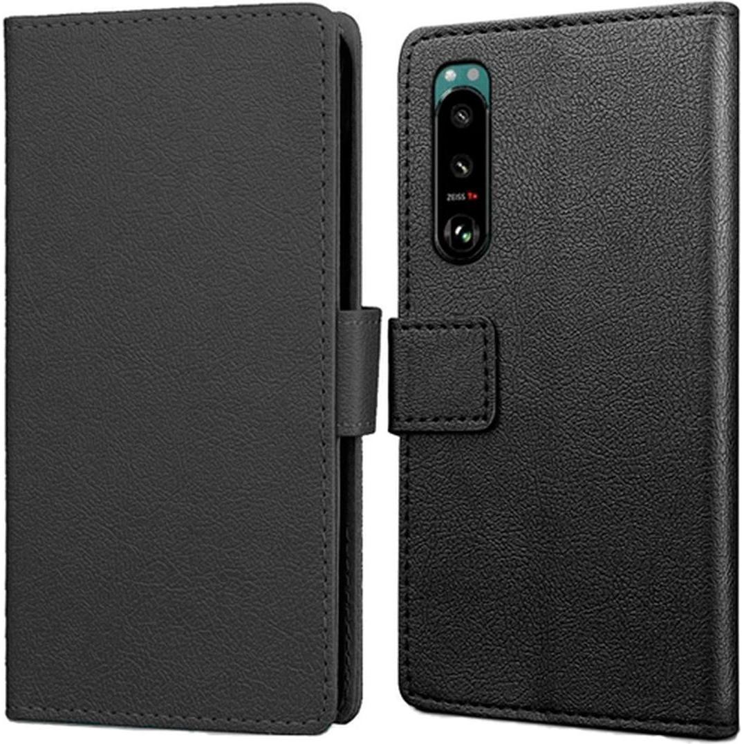 Just in Case Custodia a libro in pelle PU nera Sony Xperia 5 III (Sony Xperia 5 III), Cover smartphone, Nero