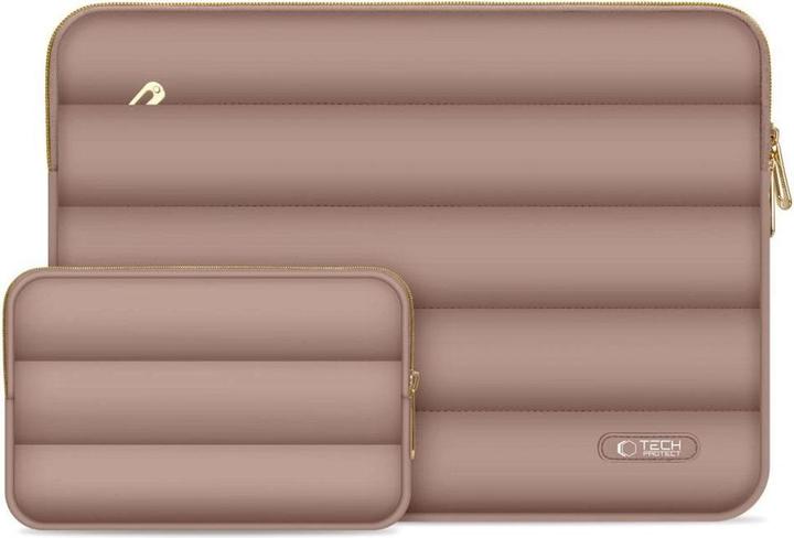 Actual product image Tech-Protect Puffy Laptop Sleeve 13-14" with accessory pouch - Brown (14", Apple)
