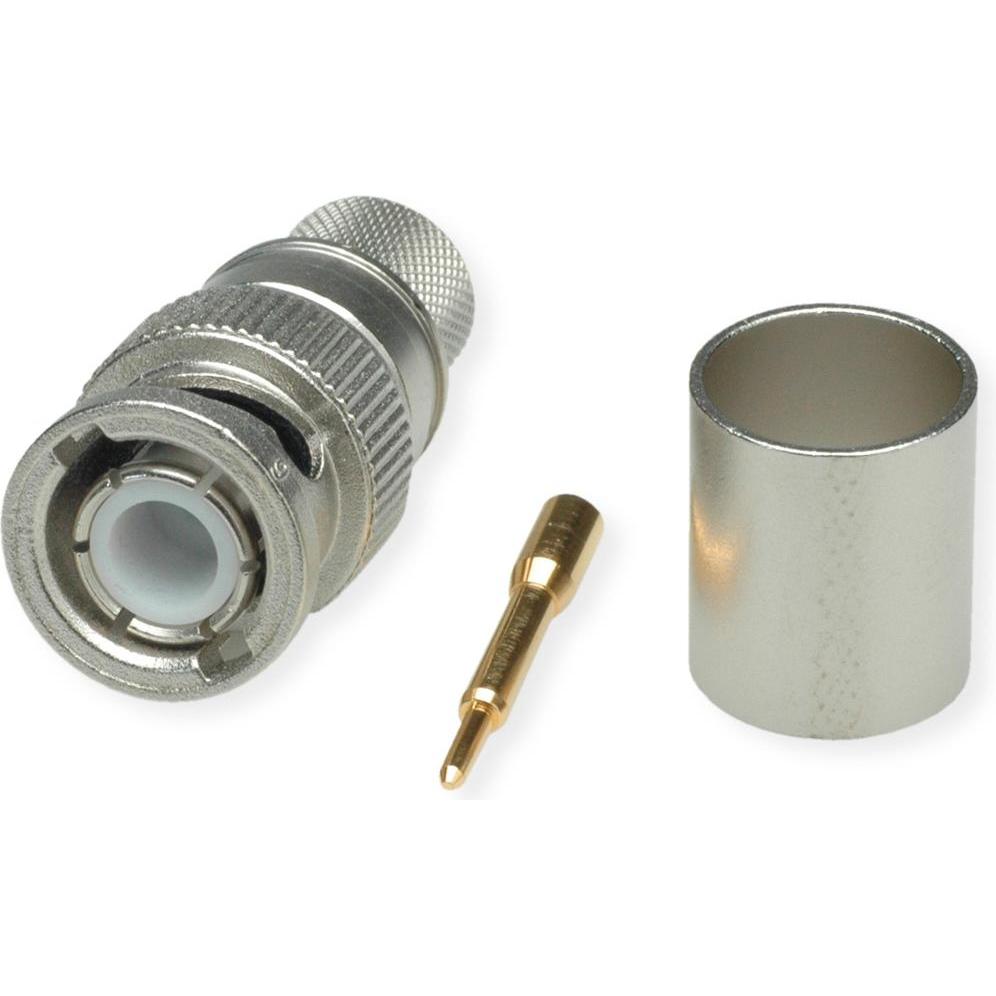 Telegärtner BNC straight plug crimp 50 Ohm, Cavo + Spina elettrica, Argento