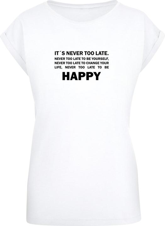 Produktbild Merchcode Ladies Never Too Late Extended Shoulder Tee - 111665 (XS)