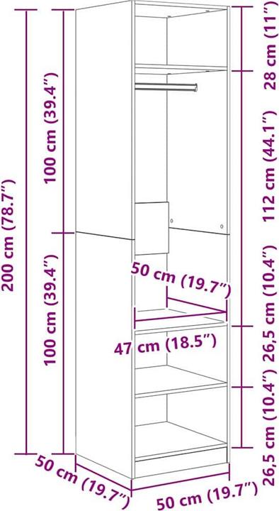 Produktbild vidaXL Kleiderschrank (50 x 50 x 200 cm)