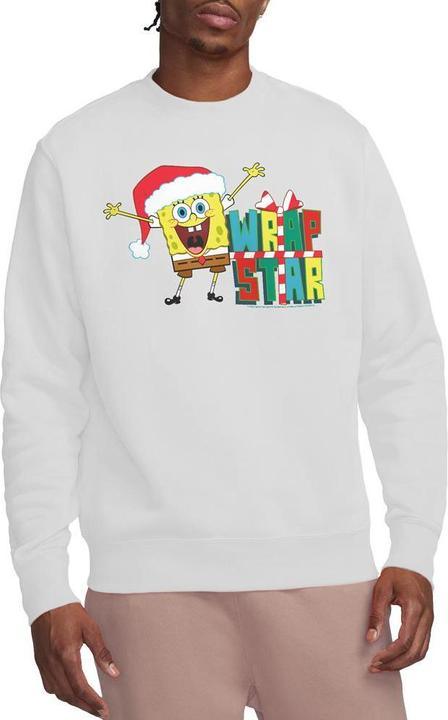 Actual product image Spongebob Squarepants Unisex Adult Wrap Star At Christmas Sweatshirt (M)
