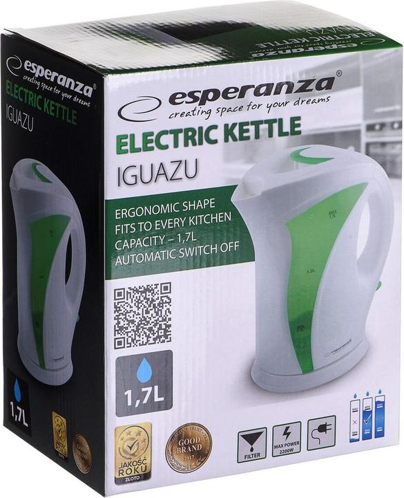 Immagine prodotto Esperanza elettrica Iguazu EKK018G (2200W 1,7l, colore verde) (1.70 l)