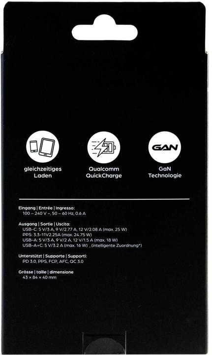 Produktbild Onit USB-Wandladegerät Dual 1C1A 25 W GaN Schwarz (25 W, 2 Ports)