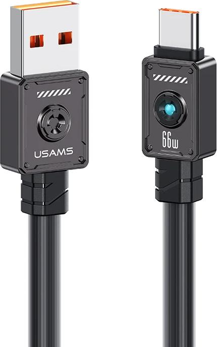Image du produit Usams US-SJ686 Type-C 66W Zine Alloy Fast Charging & Data Cable With Light 1.2m - Black (1.20 m, USB 2.0, 66 W)
