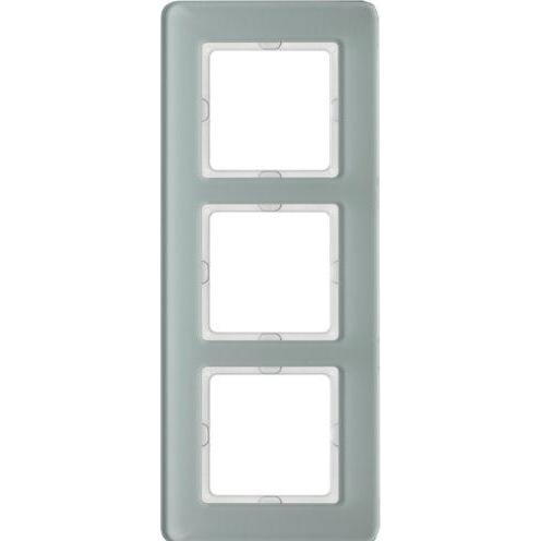 Berker, Zubehör Schalterprogramm, Q.7 Rahmen 3fach 10136079 Glas polarweiss