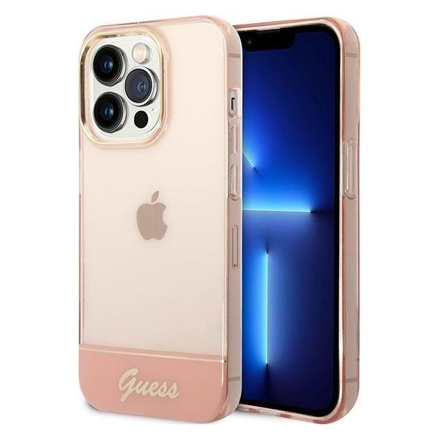 Guess GUHCP14LHGCOP IPhone 14 Pro 6.1" Różowy/roze Hardcase Transparant (Apple IPhone 14 Pro), Smartphonehoes, Roze