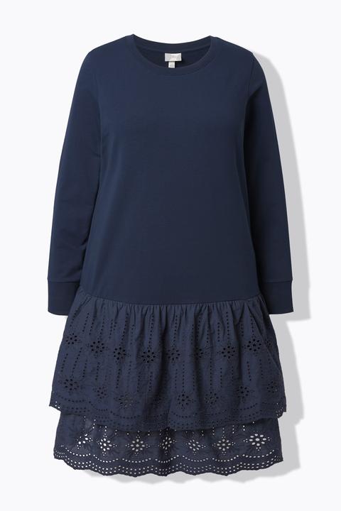 Produktbild Ulla Popken Sweatkleid, Spitze, Rundhals, Langarm (60)
