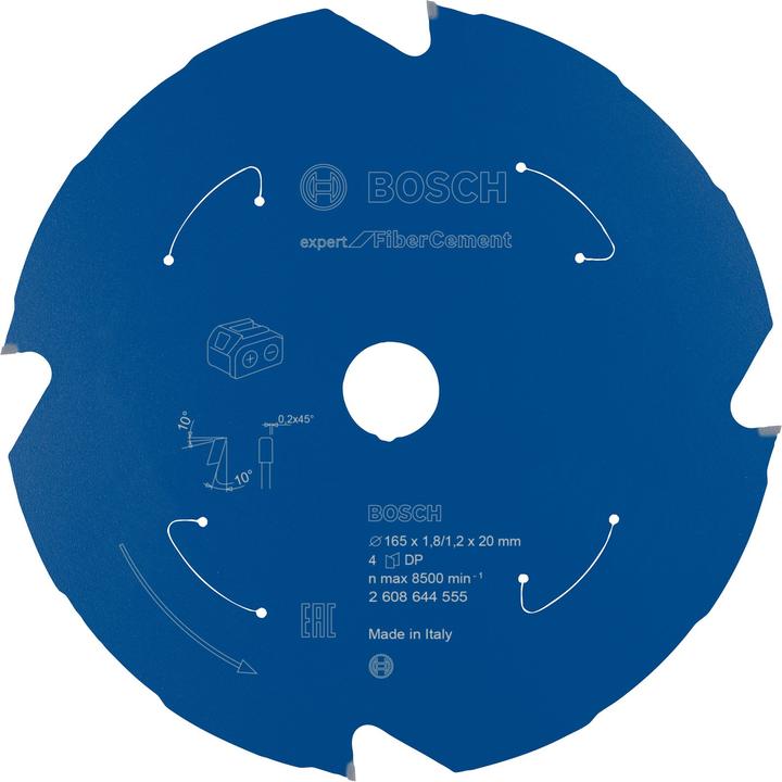 Bosch Professional Zubehör Akku-Kreissägeblatt Expert for Fibre Cement, 165 x 1,8/1,2 x 20, 4 Zähne