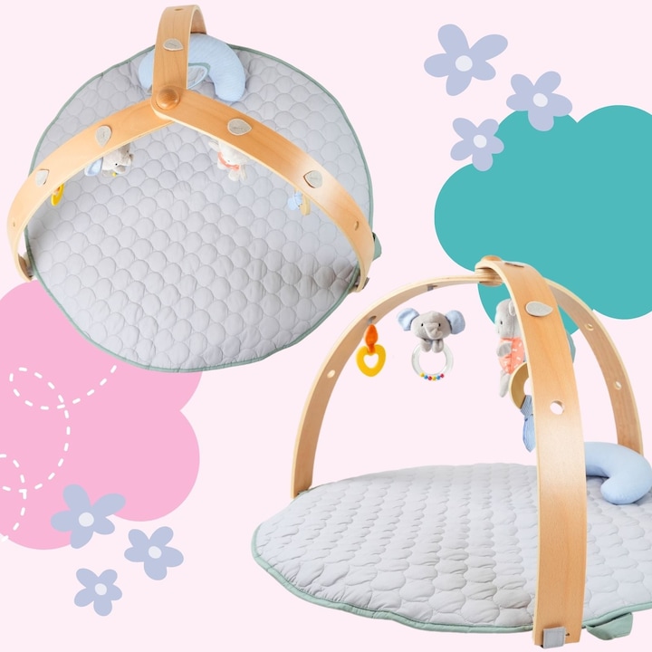 Immagine prodotto Hermex Baby-Spielmatte Spieldecke Krabbeldecke mit Spielbogen Activity Decke