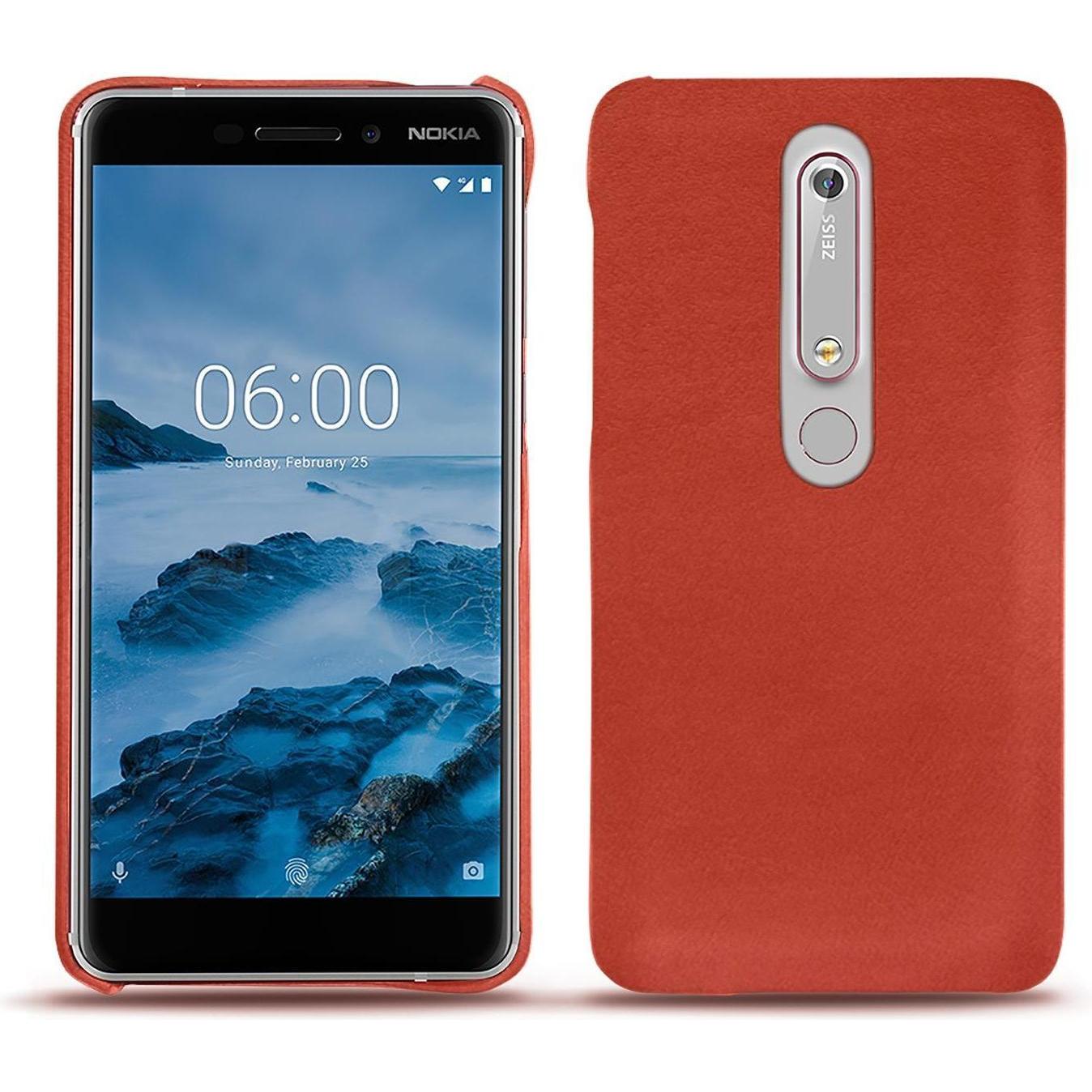 Noreve Lederschutzhülle (Nokia 6 (2018)), Smartphone Hülle, Orange