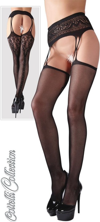 Actual product image Cottelli Collection Suspender and stockings one piece (L, XL)