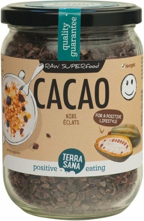 Actual product image Terra Sana Cocoa nibs RAW (glass) (230 g)