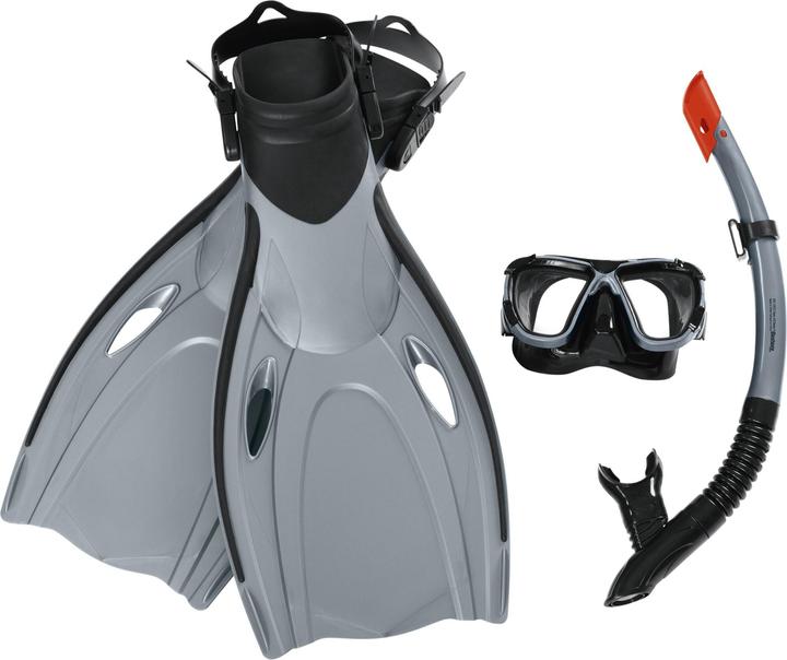 Actual product image Bestway Hydro-Pro BlackSea Snorkel & Fin Set, Adult, Half face mask, Tempered glass, Assorted colour