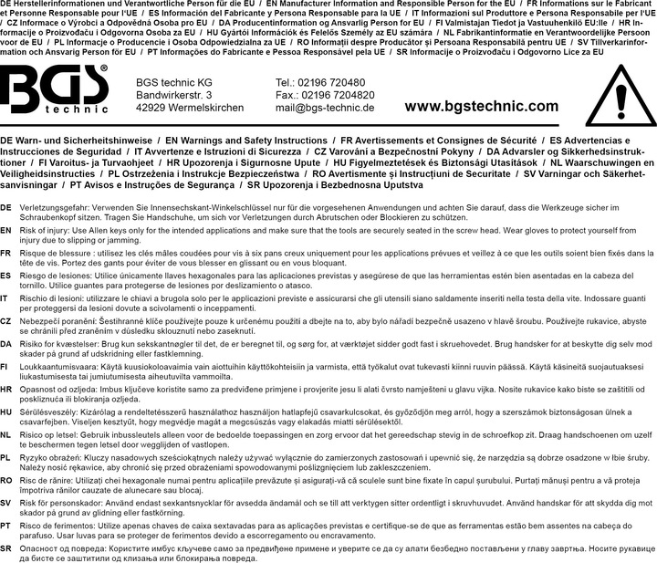 Produktbild BGS Winkelschlüssel extra lang Innensechskant / Innensechskant mit Kugelkopf 2,0 mm