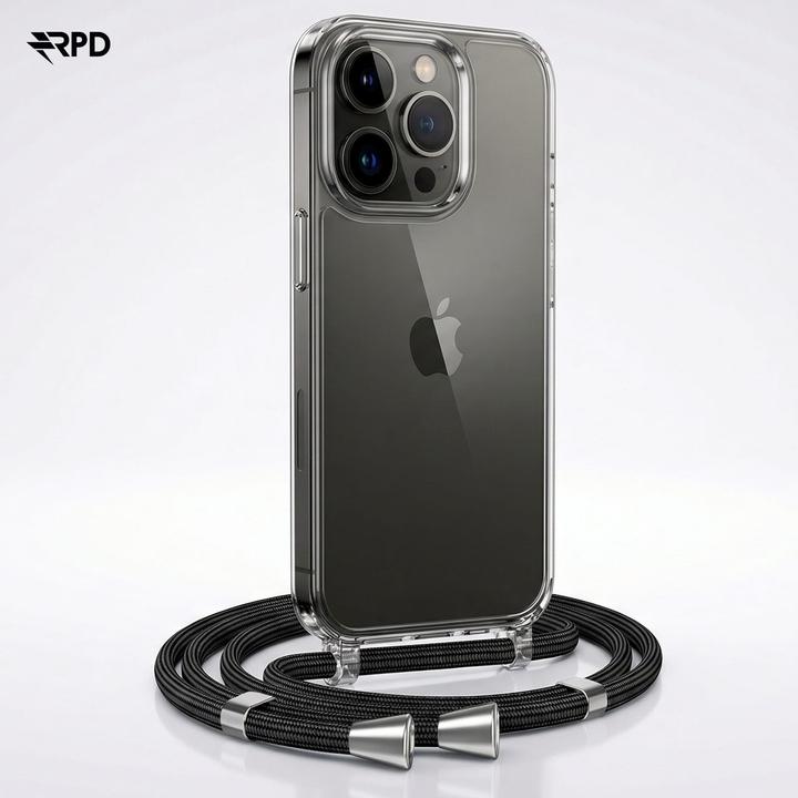 Actual product image RPD iPhone 14 - Handykette / Necklace – Transparent mit praktischem schwarzem Band