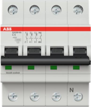 Actual product image ABB S203M-B32NA Automatic circuit breaker B-Char.,10kA,32A,3P,+N A S203M-B32NA