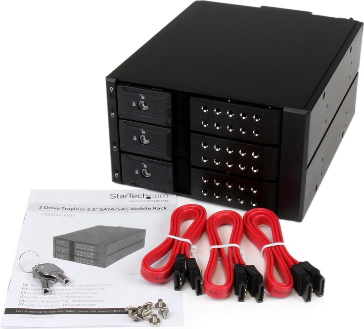 Actual product image StarTech 3x 3.5 inch strapless SATA hard drives Aluminium removable frame backplane