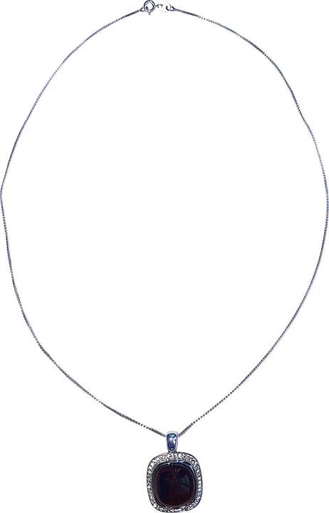 Immagine prodotto Xen Ciondolo con catena a cuscino di granato cabochon 45 cm Argento 925 (Argento 925, 45 cm)