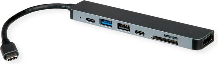 Produktbild Roline USB-C Dock HDMI+ 2xA+1xC 1xTF/SD+1xC PD 4K60 - Digital/Daten (USB-C, 7 Ports)
