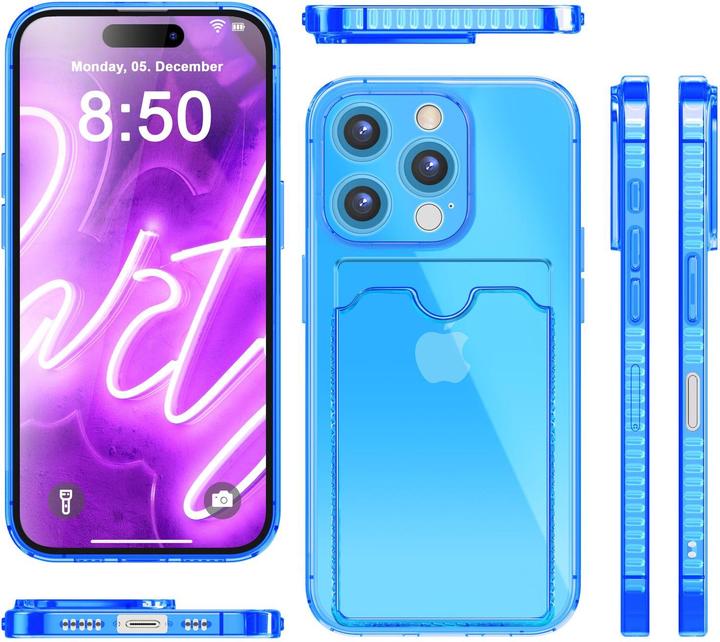 Produktbild Nalia Klar Transparente Neon Silikon Hülle Kartenhalter (Apple iPhone 16 Pro)