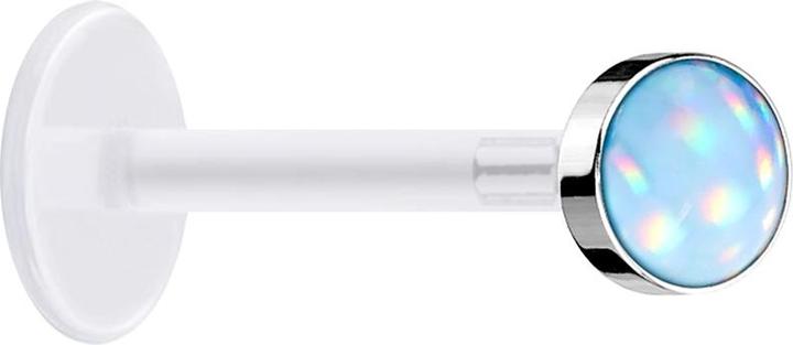 Produktbild Star Piercing Micro Labret transparent mit Scheibe und Epoxidstein blau (Kunststoff, Chirurgenstahl 316L, ohne Messing)