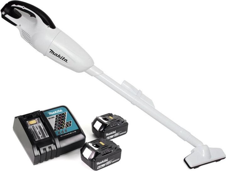 Actual product image Makita DCL 180 RG W 18 V Li-Ion battery vacuum cleaner white + 2 x 6.0 Ah battery + charger