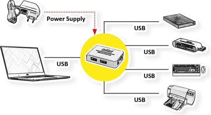 Actual product image Roline Black and White (USB-A, 4 ports)