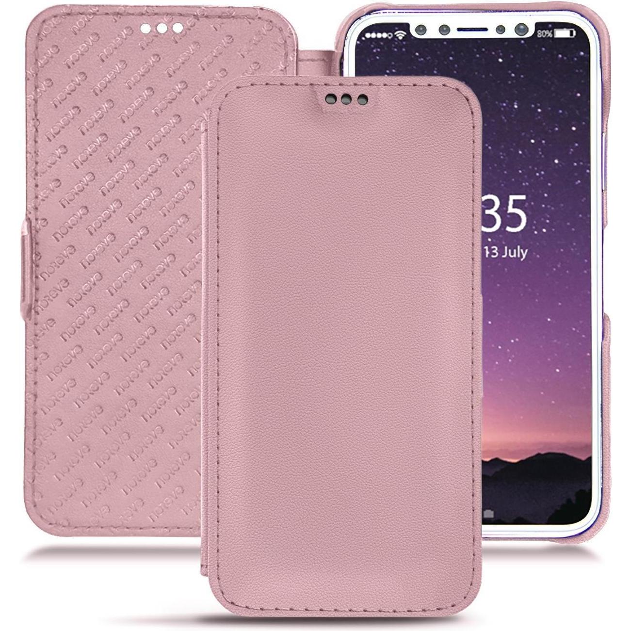 Noreve Lederschutzhülle horizontal (Apple iPhone XS), Smartphone Hülle, Rosa