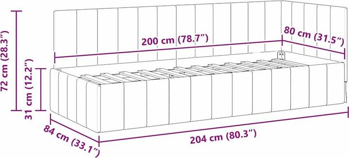Image du produit vidaXL Eckbettgestell (80 x 200 cm)