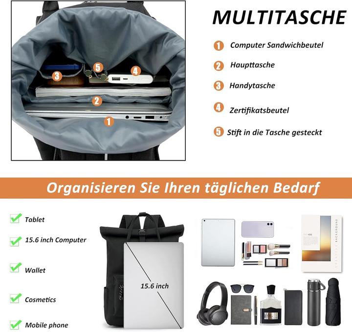 Actual product image Tan.Tomi Waterproof laptop backpack (26 l)